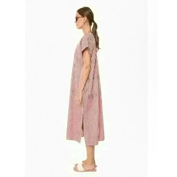Tuckernuck Striped Red Embroidered Sullivan Kaftan Maxi Dress Size Large - Picture 3 of 12